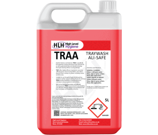 A tray wash solution, designed to keep trays spotless and sanitised. 5 litre